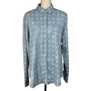 Stetson X-Large Western Top Snap Front Geometric Long Sleeve Chambray Collared